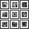 Black Picture Frame Set of 9, Square Photo Frame with Mat Display Pictures 8x8 or 12x12 Without Mat, PVC Glass, for Wall Home Office Decor (9pk, Black)